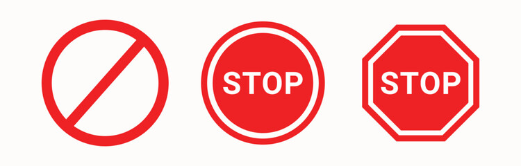Set stop red sign icon , do not enter. Warning stop sign - stock vector