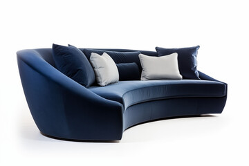 Dark blue sofa, isolated on white background.