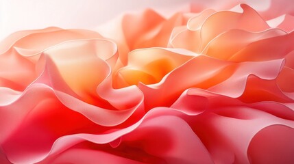 Obraz premium Soft, ruffled fabric displays a gradient of peach and pink hues.