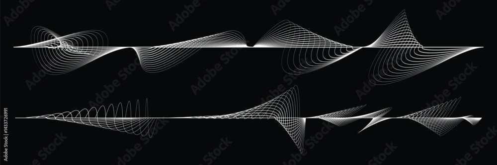 Poster digital sound equalizer . audio signal frequency signal . abstract flow linear fluid wavy shape . ac