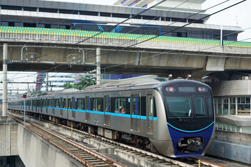Obraz premium MRT Jakarta is a public transportation that will help to resolve traffic congestion, and improve mobility of the people. 