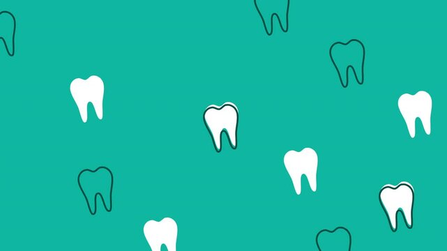 Seamless tooth pattern on teal background