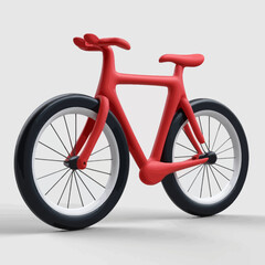 Red 3D Cartoon Bicycle on White Background