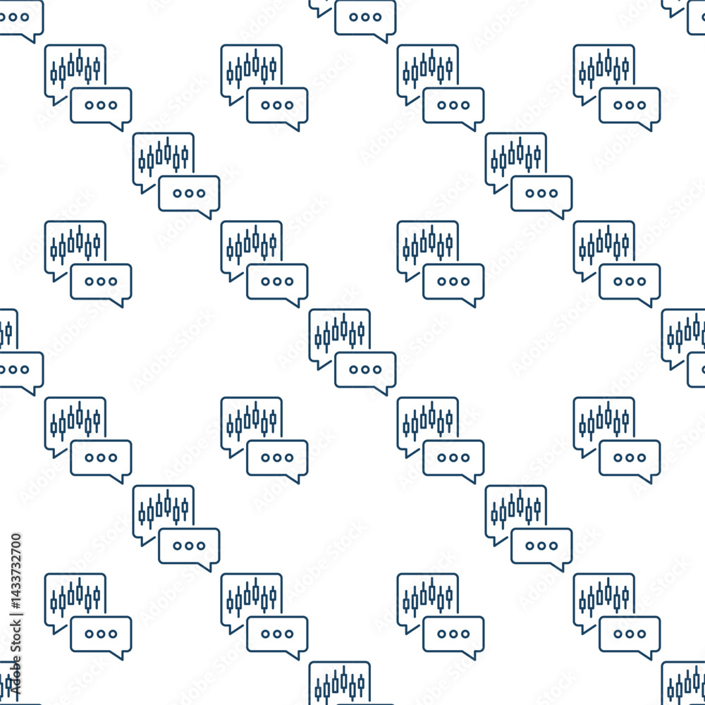 Poster speech bubbles with candlestick trading chart vector seamless pattern in outline style
