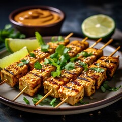 Tempeh-Spieße mit Erdnusssoße