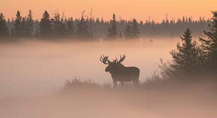 Fototapeta premium Misty Morning Moose