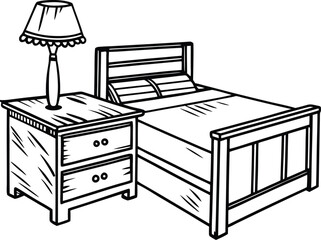 illustration of a bedroom with a bed
