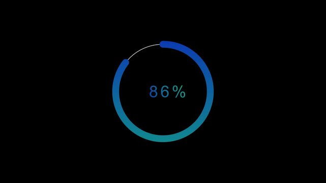 Circular progress bar reaching 90 percent with gradient fill