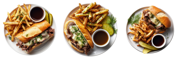 Savoring delicious sandwiches and fries diner on transparent background