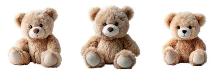 Obraz premium Cute teddy bears in soft colors on transparent background