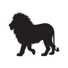 Obraz premium lion black silhouette icon vector. Lion icon isolated on a white background. Walking lion icon vector 