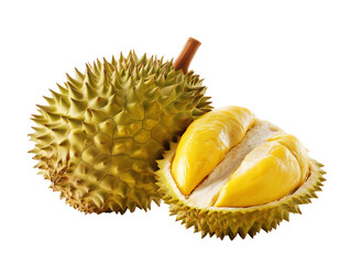 Naklejka premium a durian with a slice beside it
