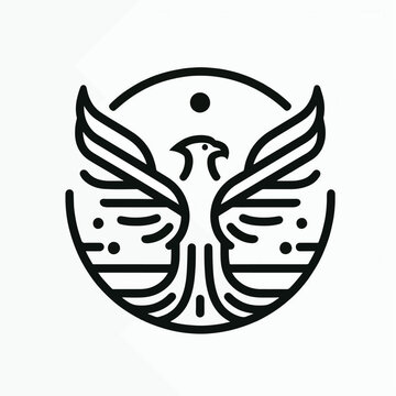 A powerful graphic design of a mythical eagle in flight.