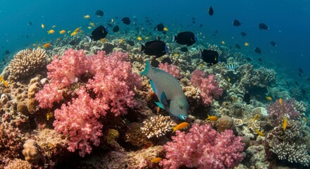 Fototapeta premium Coral reef teeming with fish