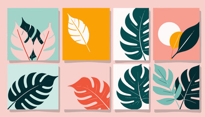 Tropical_Leaf_Art_Print_Collection_Modern_Botanical_Wall_Decor_Set_Colorful_Leaf_Illustrations_Abstract_Nature_Art_for_Home_Decor