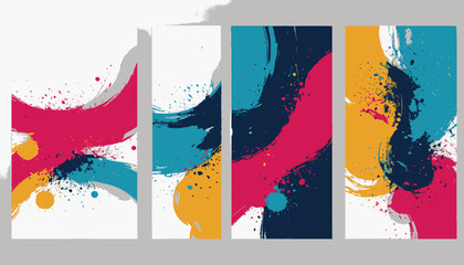 Abstract Colorful Splash Art Paintings_Modern Brushstroke Designs_Gallery Wall Art Set_Contemporary Home Decor_Vibrant Color Palette_Unique Artistic Prints