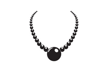 Naklejka premium Pearl necklace vector silhouette isolated in white background