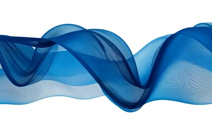Flowing blue abstract silk ribbon on white background, wavy and airy - Powered by Adobe