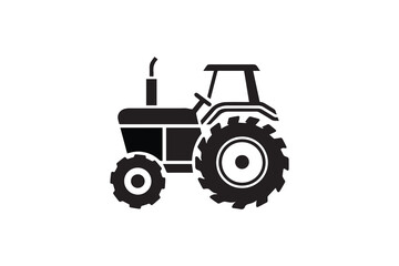 Tractor vector silhouette isolated in white background