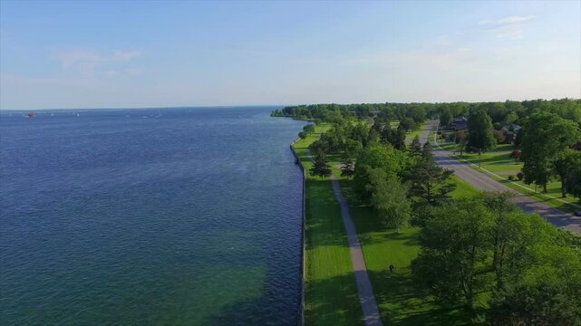 Park along Lake Erie in Fort Erie Canada in summer
