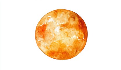 Watercolor Celestial Body Orange and Brown Spherical Painting