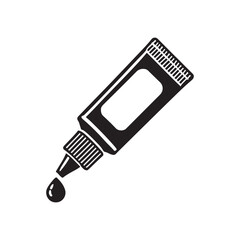 Glue Stick Silhouette Vector Illustration, Solid White Background.