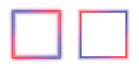 Neon Square Frame - Glowing Red and Blue Vector Design