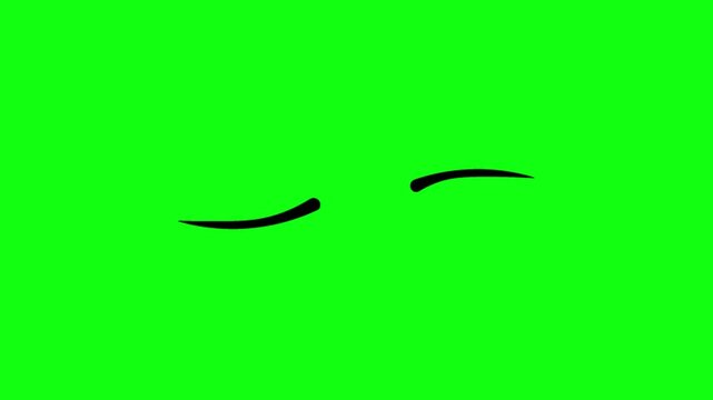 Cartoon eyebrows moving with joy and anger. Suitable for animation, comics, 4k green screen video needs.