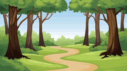 Flat Color Illustration of a Dense Forest – Vector Design