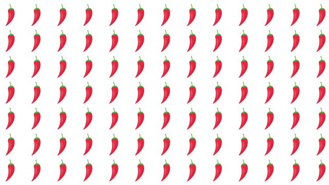 Red chili peppers pattern on white background