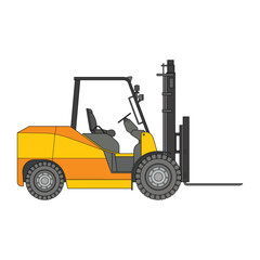 kids drawing Vector illustration forklift flat cartoon isolated