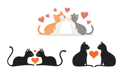 Naklejka premium Cats in Love – Vector Graphic Design