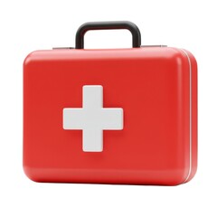 Obraz premium First aid kit emergency medical supplies equipment isolated on white background