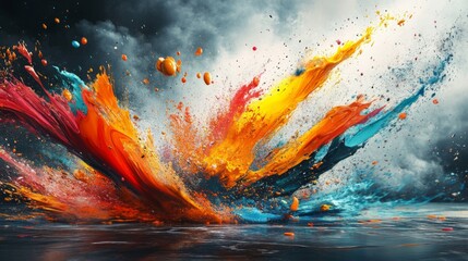 Vibrant Paint Explosion Abstract Background