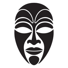 mask one line Vector Black silhouettes design element. with white background