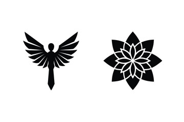 Angelic Figure And Ornamental Flower Vector Art For Logo And Design Purposes