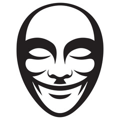 mask one line Vector Black silhouettes design element. with white background