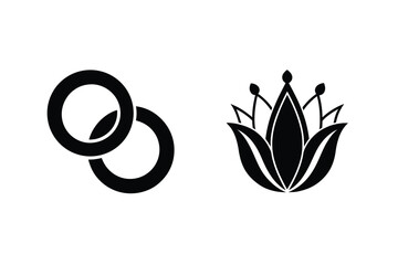 Minimalist Vector Graphic Featuring Interlocking Circles And Abstract Lotus Flower Design