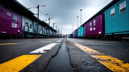 Street View of Shipping Containers and Building