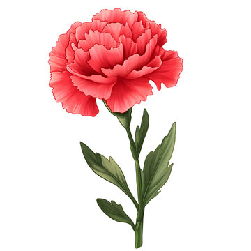 red carnation flower on white background clip art preview