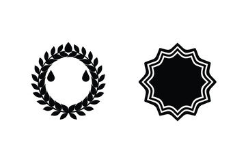 Black Vector Laurel Wreath And Abstract Badge Design Elements Isolated On White