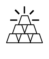Illustration of a stack of gold bars icon with a light effect, symbolizing wealth or valuable assets