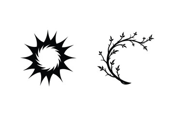 Silhouette Design Elements Featuring Star Shape And Branch Vector Illustration