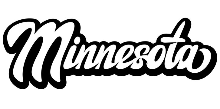 Stylish Minnesota Text Logo with Bold Black and White Design for Graphic Use.