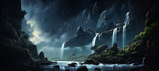 waterfall shaped constellation, ai generative