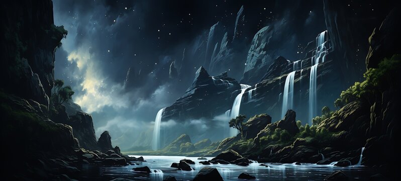 waterfall shaped constellation, ai generative