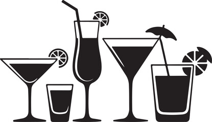 Collection of Black and White Cocktail Glasses