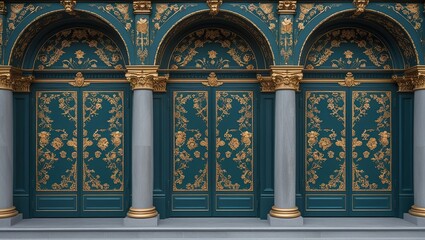 Obraz premium Elegant Architectural Detail with Teal and Gold Ornamentation