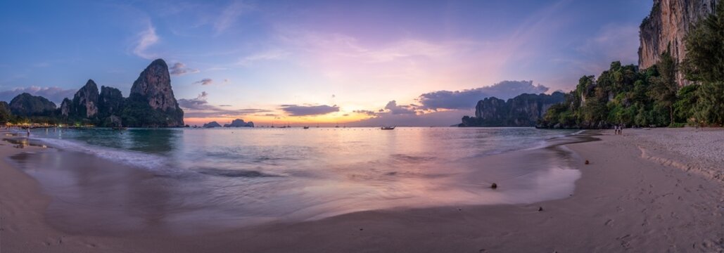 Sunset at West Railay Beach (Raih Leh), Andaman Sea, Krabi Province, Thailand
