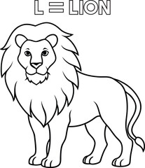 hand drawn lion coloring book vector illustration 